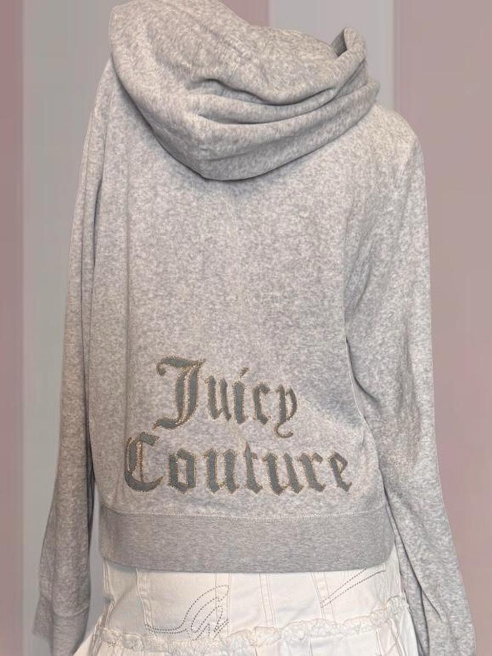 Juicy Couture Gray Zip Up Hoodie With Logo On The Back